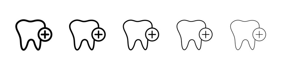 Dental care icons vectors set in different stroke lines