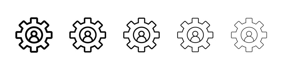 Employee skills icons vectors set in different stroke lines