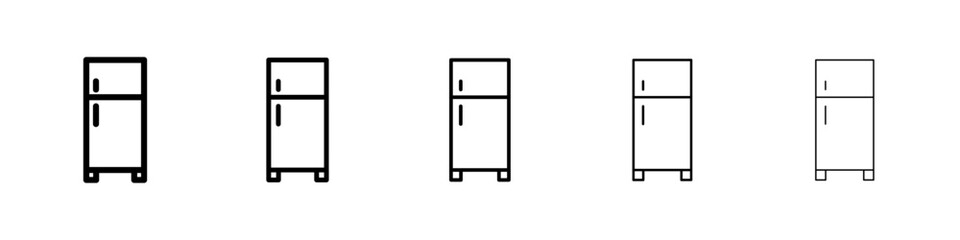 Fridge icons vectors set in different stroke lines