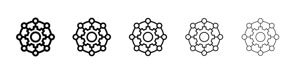 Frameworks icons vectors set in different stroke lines