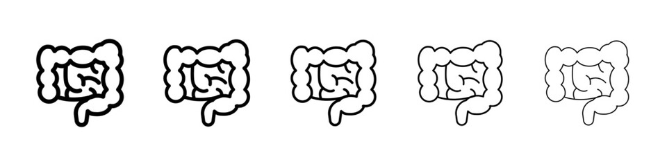 Gut icons vectors set in different stroke lines