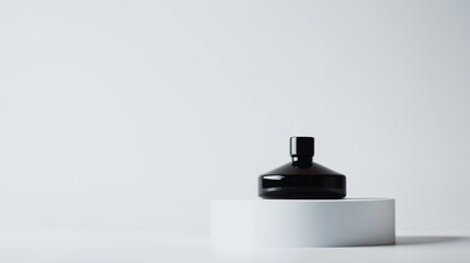 sleek and minimalistic perfume podium stands empty in center awaiting elegant bottles