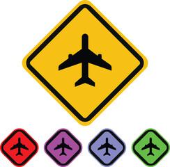 Fototapeta premium Flight Awareness Flat icons on buttons in different colors