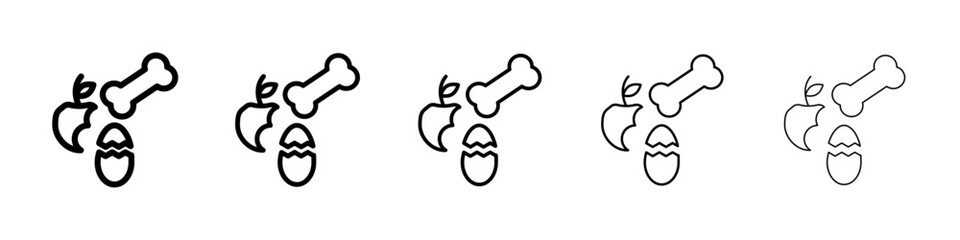 Organic waste icons vectors set in different stroke lines