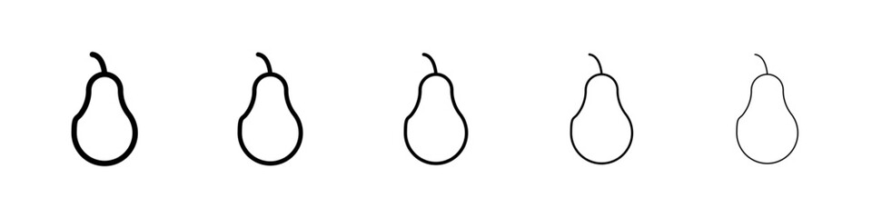 Pear icons vectors set in different stroke lines