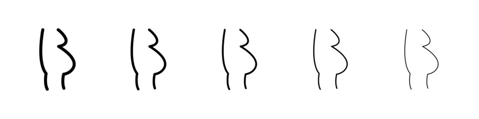 Pregnant woman icons vectors set in different stroke lines