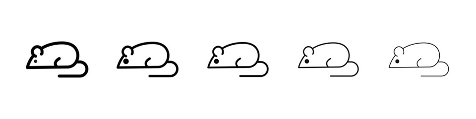 Rat icons vectors set in different stroke lines