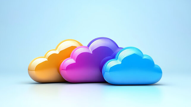 Isometric modern cloud services landing page concept. Data services vector illustration. Header of web cloud technology business.