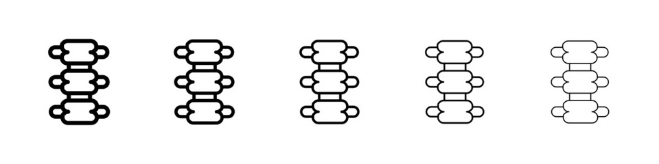 Spinal column icons vectors set in different stroke lines