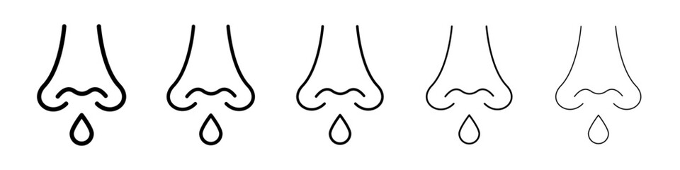 Stuffy nose icons vectors set in different stroke lines