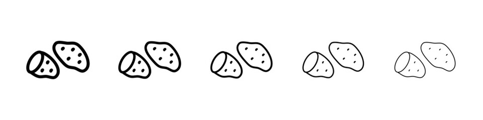 Sweet potato icons vectors set in different stroke lines