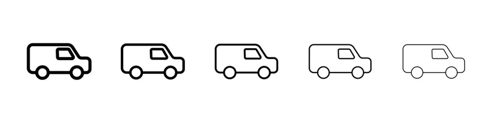 Van icons vectors set in different stroke lines
