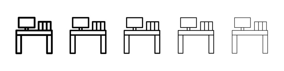 Workspace icons vectors set in different stroke lines