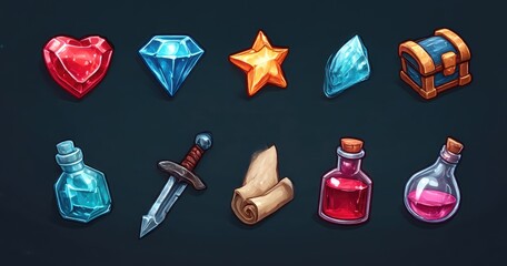 Pixel Art Game Icons Collection