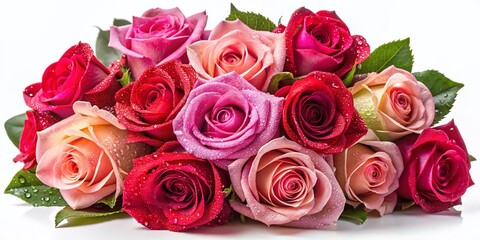 Obraz premium Beautiful Rose Bouquet, Isolated White Background - High-Resolution Stock Photo