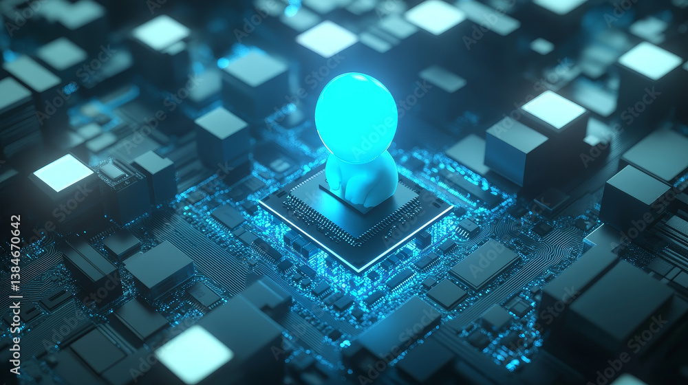 Aufkleber supercomputer server with central processing units isometric vector illustration. big data processin