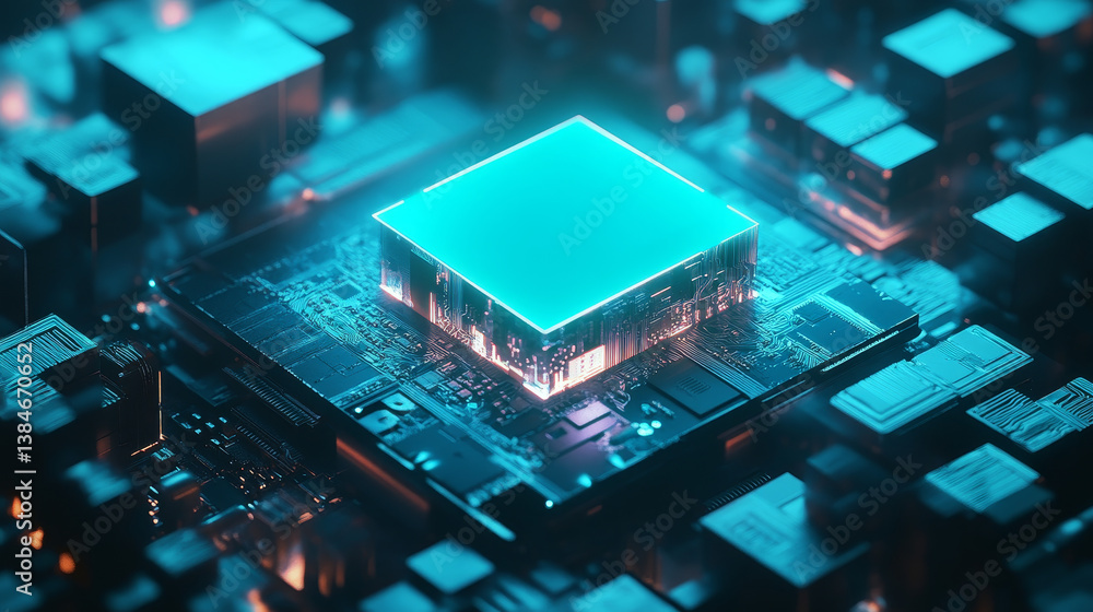 Aufkleber supercomputer server with central processing units isometric vector illustration. big data processin