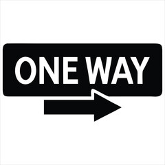 Flat Minimalistic One-Way Icon with Right-Facing Arrow for UI Kits and Mobile Maps

