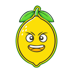 Funny Cartoon Lemon Character vector illustration