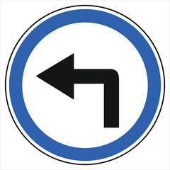 Professional Vector Left Turn Only Traffic Sign with Bold Arrow for Maps and Driver Education

