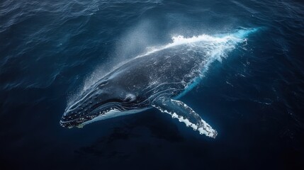 Fototapeta premium Humpback Whale Breaching. Generative AI