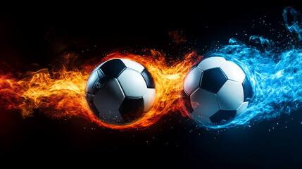 Naklejka premium Flying soccer balls set with motion trails for sports emblem and logo design