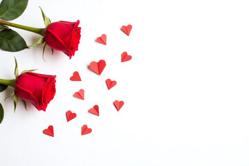 valentines day background with red roses and hearts
