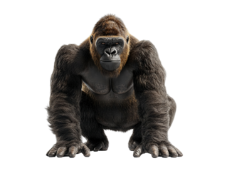 3D illustration of a gorilla isolated on transparent background