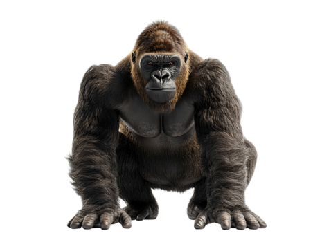 3D illustration of a gorilla isolated on transparent background