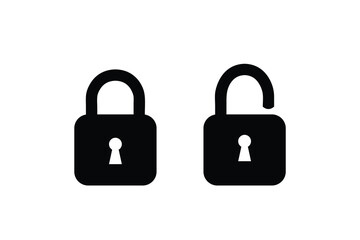 Locked and unlocked padlock icon vector illustration isolated on white background.