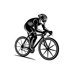 Naklejka premium Cyclist Silhouette on Road Bike Vector Illustration