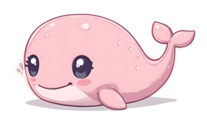 Fototapeta premium Adorable Pink Whale Cartoon Illustration: A Cute Marine Mammal Design