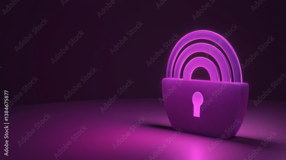 Poster secure vpn connection concept. isometric vector illustration in ultraviolet colors. virtual private 