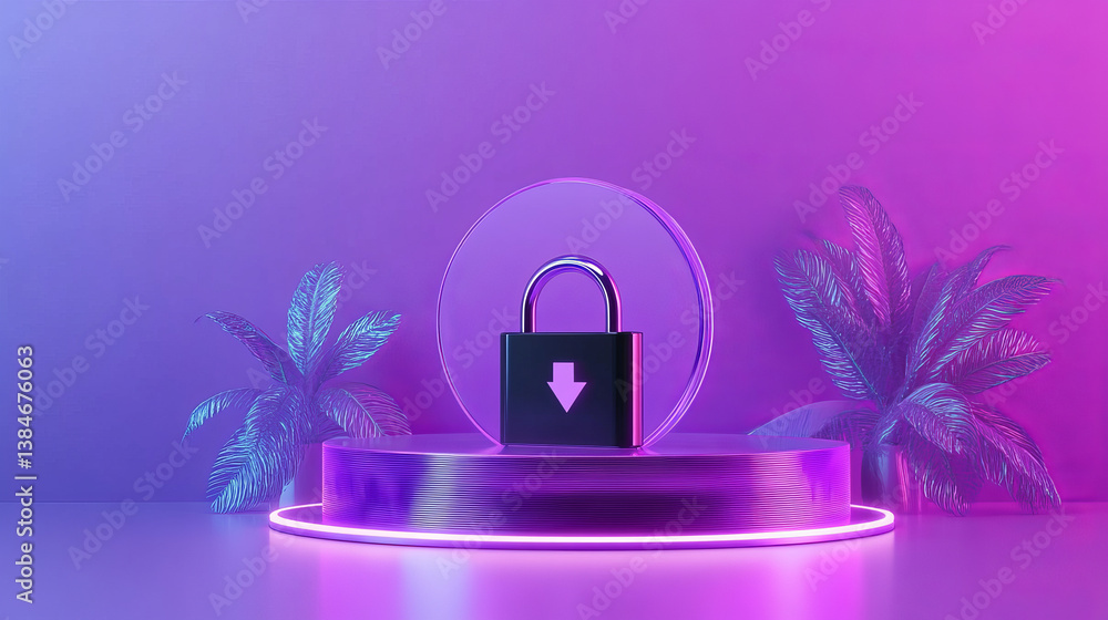 Poster secure virtual private network connection concept. isometric vector illustration in ultraviolet colo