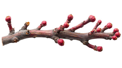 Elegant red manzanita branch with smooth curves isolated on transparent background, perfect for floristry designs and rustic botanical decor