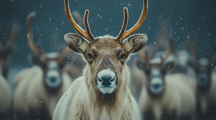 Majestic Reindeer Migration. Generative AI