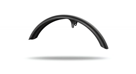 Sleek black bicycle fender isolated against pure white backdrop showcases modern design