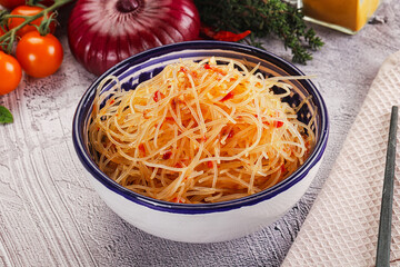 Asian spicy glass noodle salad