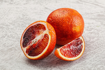 Red Sicilian orange ripe and juicy