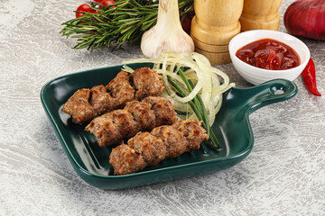 Beef kebab minced meat with onion