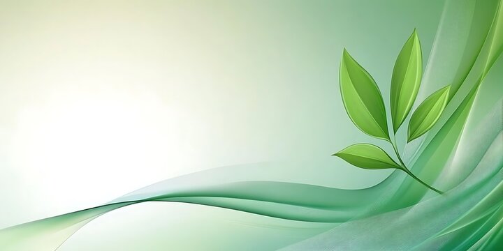 Elegant green foliage backdrop with flowing ribbon design, ideal for nature themed content