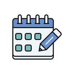 Calendar With Pen icon isolated on a white background. Vector illustration.