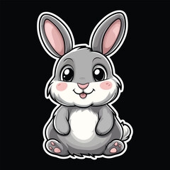 Cute Cartoon White Bunny Rabbit with Pink Ears and Cheeks