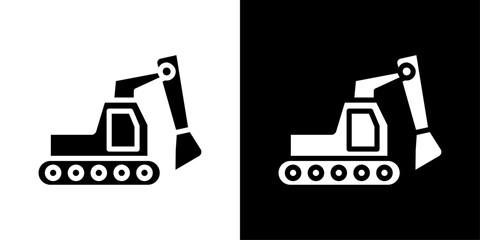 Naklejka premium Excavator icons vector set in solid flat style