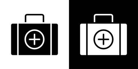 First aid kit icons vector set in solid flat style