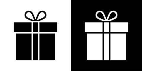 Gift icons vector set in solid flat style