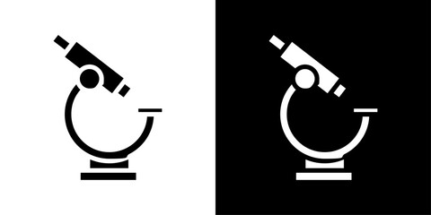 Microscope icons vector set in solid flat style