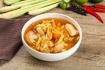 Korean kimchi soup with seafood