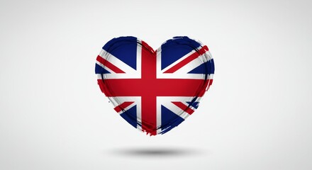 Fototapeta premium Stylized heart featuring the Union Jack flag with brushstroke-style outline