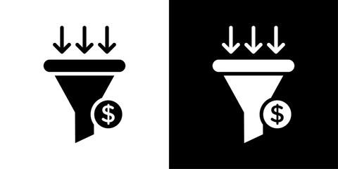 Sales funnel icons vector set in solid flat style